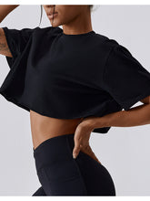 Load image into Gallery viewer, Cropped Round Neck Short Sleeve Active Top