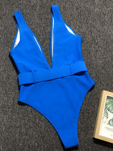 Load image into Gallery viewer, Plunge Wide Strap Sleeveless One-Piece Swimwear