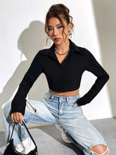 Load image into Gallery viewer, Button Up Collared Neck Long Sleeve Blouse