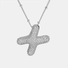 Load image into Gallery viewer, Copper Inlaid Zircon Letter Pendant Necklace