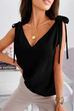 Load image into Gallery viewer, Tie-Shoulder V-Neck Satin Tank Top