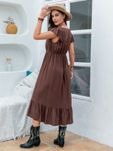 Load image into Gallery viewer, Plus Size Ruffled V-Neck Cap Sleeve Midi Dress