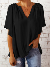 Load image into Gallery viewer, Ruched Notched Half Sleeve Blouse