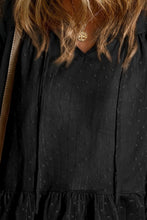 Load image into Gallery viewer, Swiss Dot Tie Neck Flounce Sleeve Blouse