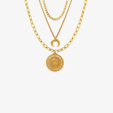 Load image into Gallery viewer, Coin Pendant Triple-Layered Chain Necklace