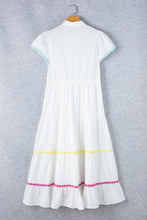 Load image into Gallery viewer, Contrast Trim Button Up Short Sleeve Dress