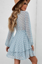 Load image into Gallery viewer, Tied Layered Polka Dot Balloon Sleeve Dress