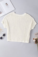 Load image into Gallery viewer, Openwork Round Neck Half Sleeve Knit Cover Up