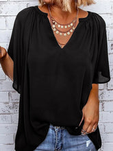 Load image into Gallery viewer, Ruched Notched Half Sleeve Blouse