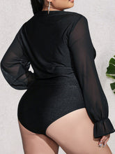 Load image into Gallery viewer, Plus Size Sexy Plunge Long Sleeve Bodysuit