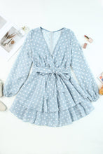 Load image into Gallery viewer, Tied Layered Polka Dot Balloon Sleeve Dress