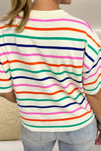 Load image into Gallery viewer, Striped Round Neck Half Sleeve Knit Top