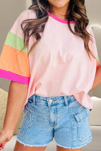 Load image into Gallery viewer, Color Block Round Neck Half Sleeve T-Shirt
