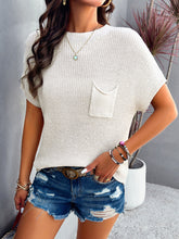 Load image into Gallery viewer, Round Neck Rib Trim Short Sleeve Knit Top