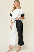 Load image into Gallery viewer, Double Take Full Size Texture Contrast T-Shirt and Wide Leg Pants Set
