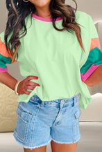 Load image into Gallery viewer, Color Block Round Neck Half Sleeve T-Shirt