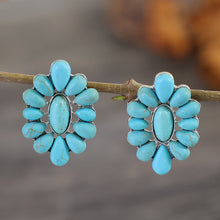 Load image into Gallery viewer, Flower Shape Artificial Turquoise Earrings