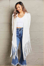 Load image into Gallery viewer, Fringe Hem Open Front Ribbed Trim Cardigan