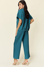 Load image into Gallery viewer, Double Take Full Size Texture Half Zip Short Sleeve Top and Pants Set