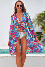 Load image into Gallery viewer, Printed Long Sleeve Tie Front Cover Up