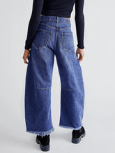 Load image into Gallery viewer, Raw Hem Wide Leg Jeans with Pockets