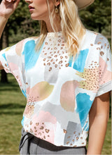 Load image into Gallery viewer, Color Block Round Neck Short Sleeve T-Shirt