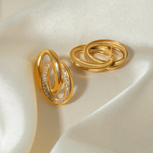 Load image into Gallery viewer, Stainless Steel Inlaid Rhinestone Double-Hoop Earrings