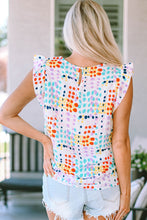 Load image into Gallery viewer, Ruffled Printed Round Neck Blouse