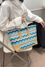 Load image into Gallery viewer, Chevron Straw Tote Bag