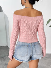 Load image into Gallery viewer, Cable-Knit Off-Shoulder Long Sleeve Knit Top