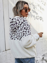 Load image into Gallery viewer, Leopard Half-Zip Dropped Shoulder Hoodie