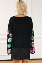 Load image into Gallery viewer, Crochet Round Neck Long Sleeve Knit Top