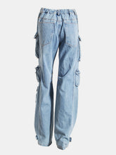 Load image into Gallery viewer, Washed Wide Leg Cargo Jeans