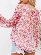 Load image into Gallery viewer, Floral Notched Balloon Sleeve Blouse