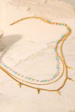 Load image into Gallery viewer, 18K Gold Plated Cross Pendant Triple-Layered Necklace