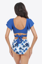 Load image into Gallery viewer, Two-Tone Flutter Sleeve Tied Two-Piece Swimsuit