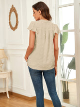 Load image into Gallery viewer, Swiss Dot Notched Cap Sleeve Blouse