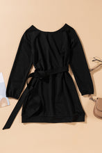 Load image into Gallery viewer, Boat Neck Belted Long Sleeve Dress
