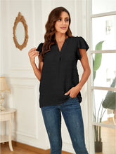 Load image into Gallery viewer, Swiss Dot Notched Cap Sleeve Blouse