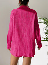 Load image into Gallery viewer, Textured Buttoned Shirt and Shorts Set