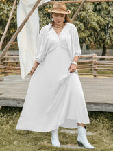 Load image into Gallery viewer, Plus Size Swiss Dot V-Neck Three-Quarter Sleeve Dress