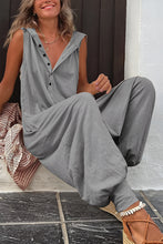 Load image into Gallery viewer, Full Size Half Button Sleeveless Jumpsuit