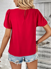Load image into Gallery viewer, Round Neck Slit Short Sleeve Top