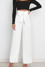 Load image into Gallery viewer, Tie Front Paperbag Wide Leg Pants