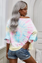 Load image into Gallery viewer, Tie-Dye Boat Neck Batwing Sleeve Tee