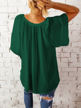 Load image into Gallery viewer, Ruched Notched Half Sleeve Blouse