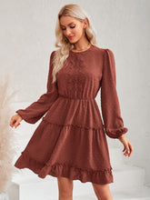 Load image into Gallery viewer, Swiss Dot Lace Trim Balloon Sleeve Dress