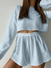 Load image into Gallery viewer, Eyelet Round Neck Top and Shorts Set