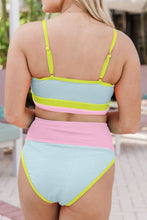 Load image into Gallery viewer, Color Block Scoop Neck Two-Piece Swim Set