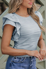 Load image into Gallery viewer, Textured Round Neck Cap Sleeve Top